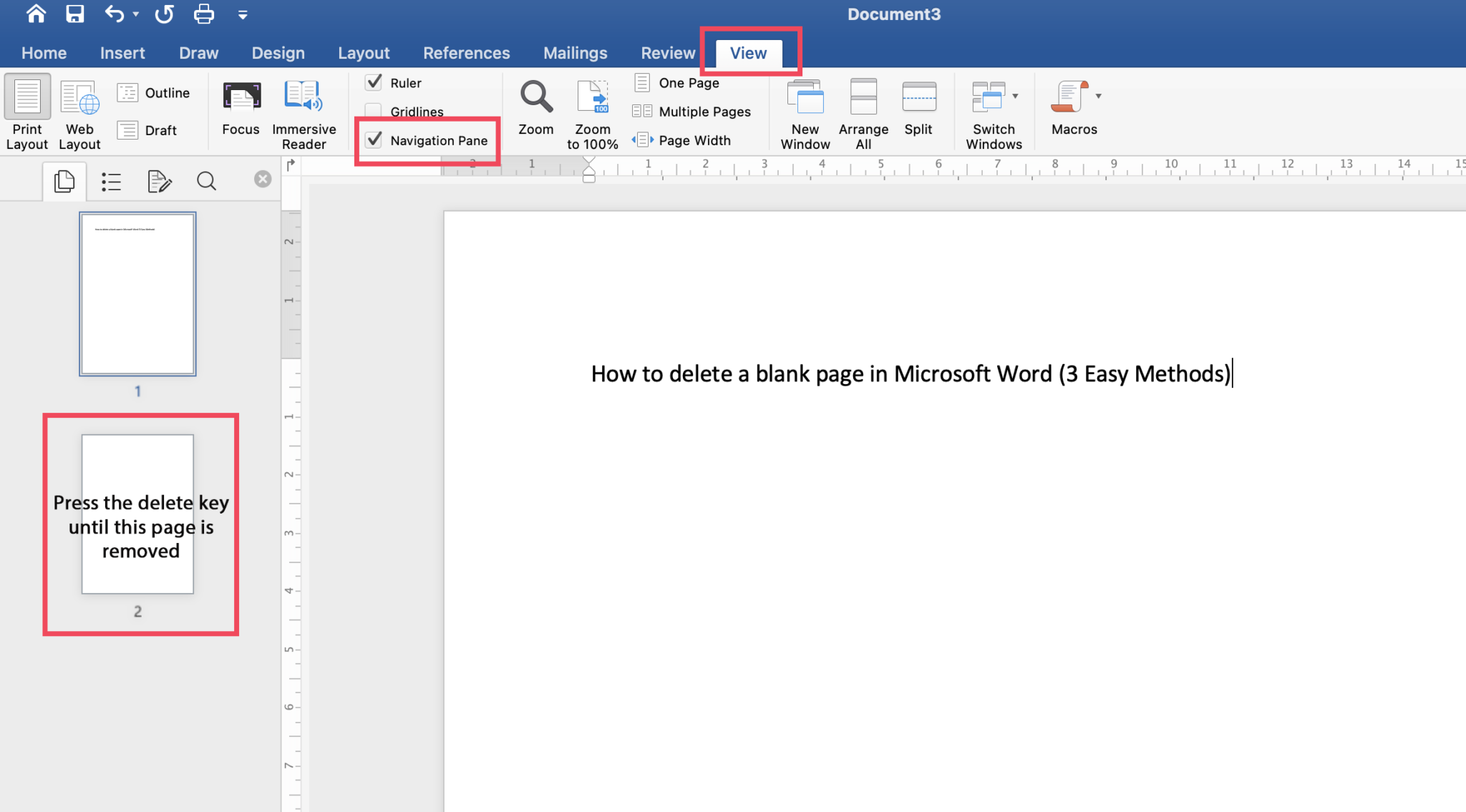 how to delete a page in microsoft word